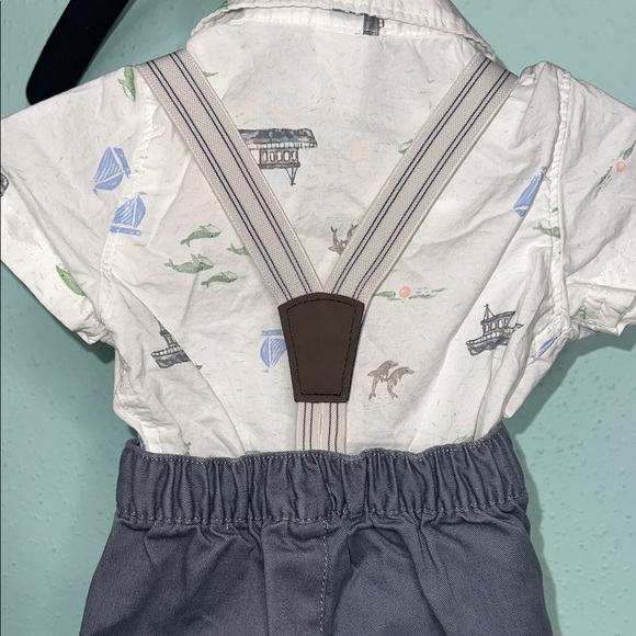 Carter's White and Gray Kids Matching Set with suspenders - Picture 6 of 6